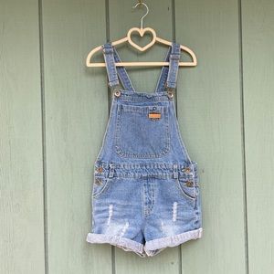 Girls Denim Overall Shorts - Size 6-7 (small)